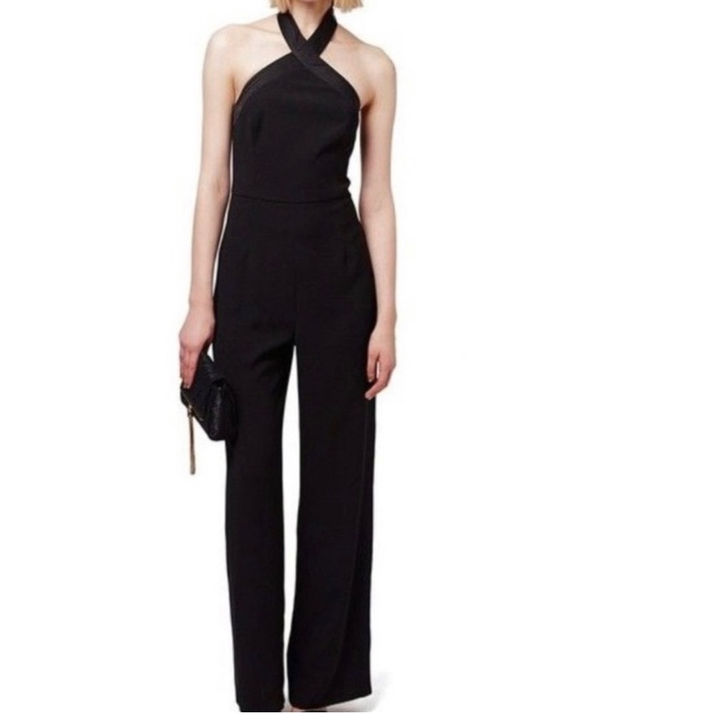 Topshop Halter Flare Black Jumpsuit XS NWOT